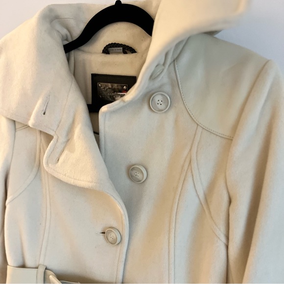 BNWOT MACKAGE WOOL CREAM COAT WITH LEATHER DETAILING - Picture 8 of 16